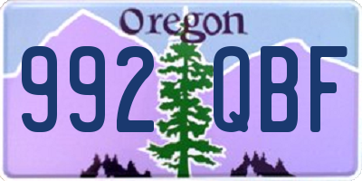 OR license plate 992QBF