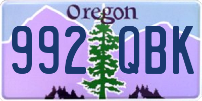 OR license plate 992QBK