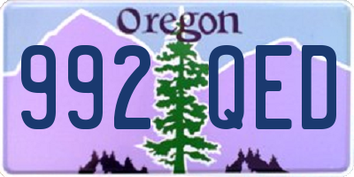 OR license plate 992QED