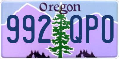 OR license plate 992QPO