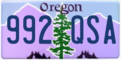 OR license plate 992QSA