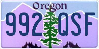 OR license plate 992QSF