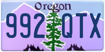 OR license plate 992QTX