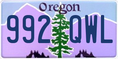 OR license plate 992QWL