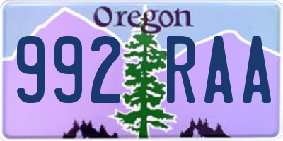 OR license plate 992RAA