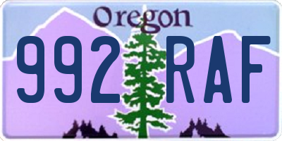 OR license plate 992RAF