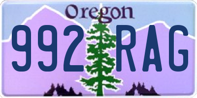 OR license plate 992RAG