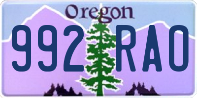 OR license plate 992RAO