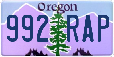 OR license plate 992RAP