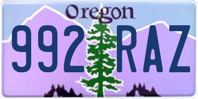 OR license plate 992RAZ