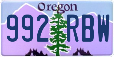 OR license plate 992RBW