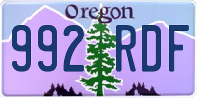 OR license plate 992RDF
