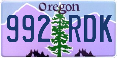 OR license plate 992RDK