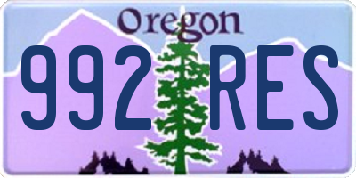 OR license plate 992RES