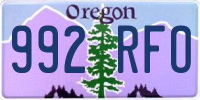OR license plate 992RFO