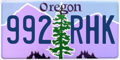 OR license plate 992RHK