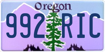 OR license plate 992RIC