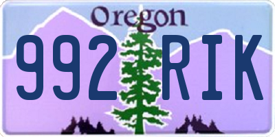 OR license plate 992RIK