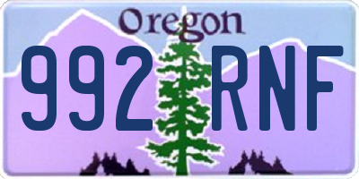 OR license plate 992RNF