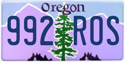 OR license plate 992ROS