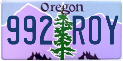 OR license plate 992ROY