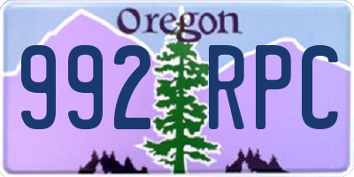 OR license plate 992RPC