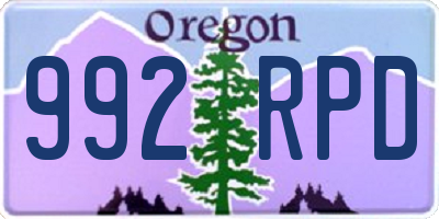 OR license plate 992RPD