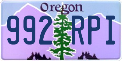 OR license plate 992RPI