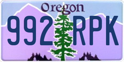 OR license plate 992RPK