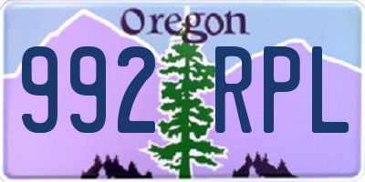 OR license plate 992RPL