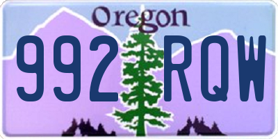 OR license plate 992RQW