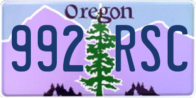 OR license plate 992RSC