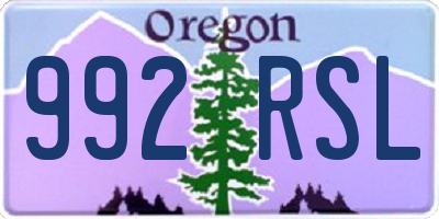 OR license plate 992RSL