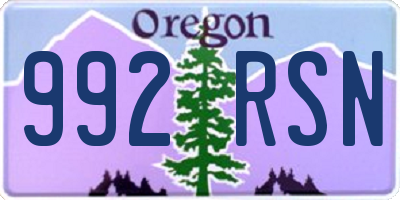 OR license plate 992RSN