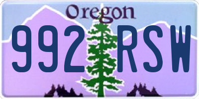 OR license plate 992RSW