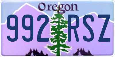 OR license plate 992RSZ