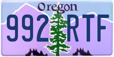 OR license plate 992RTF