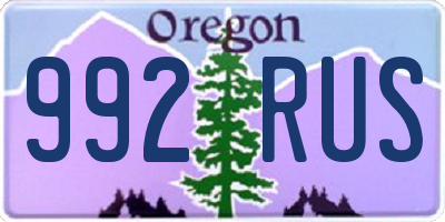 OR license plate 992RUS