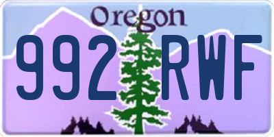 OR license plate 992RWF