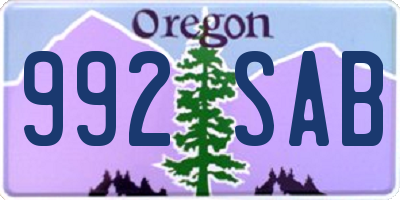 OR license plate 992SAB