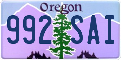 OR license plate 992SAI