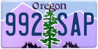 OR license plate 992SAP