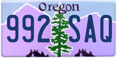 OR license plate 992SAQ