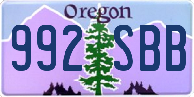 OR license plate 992SBB