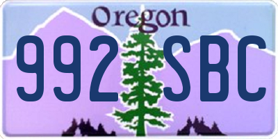 OR license plate 992SBC