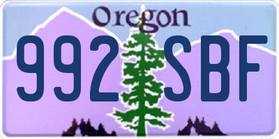 OR license plate 992SBF