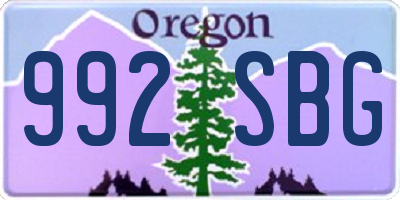 OR license plate 992SBG