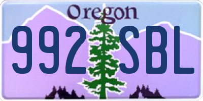 OR license plate 992SBL