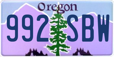 OR license plate 992SBW