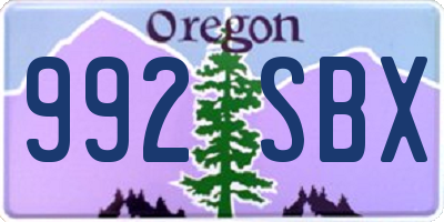 OR license plate 992SBX